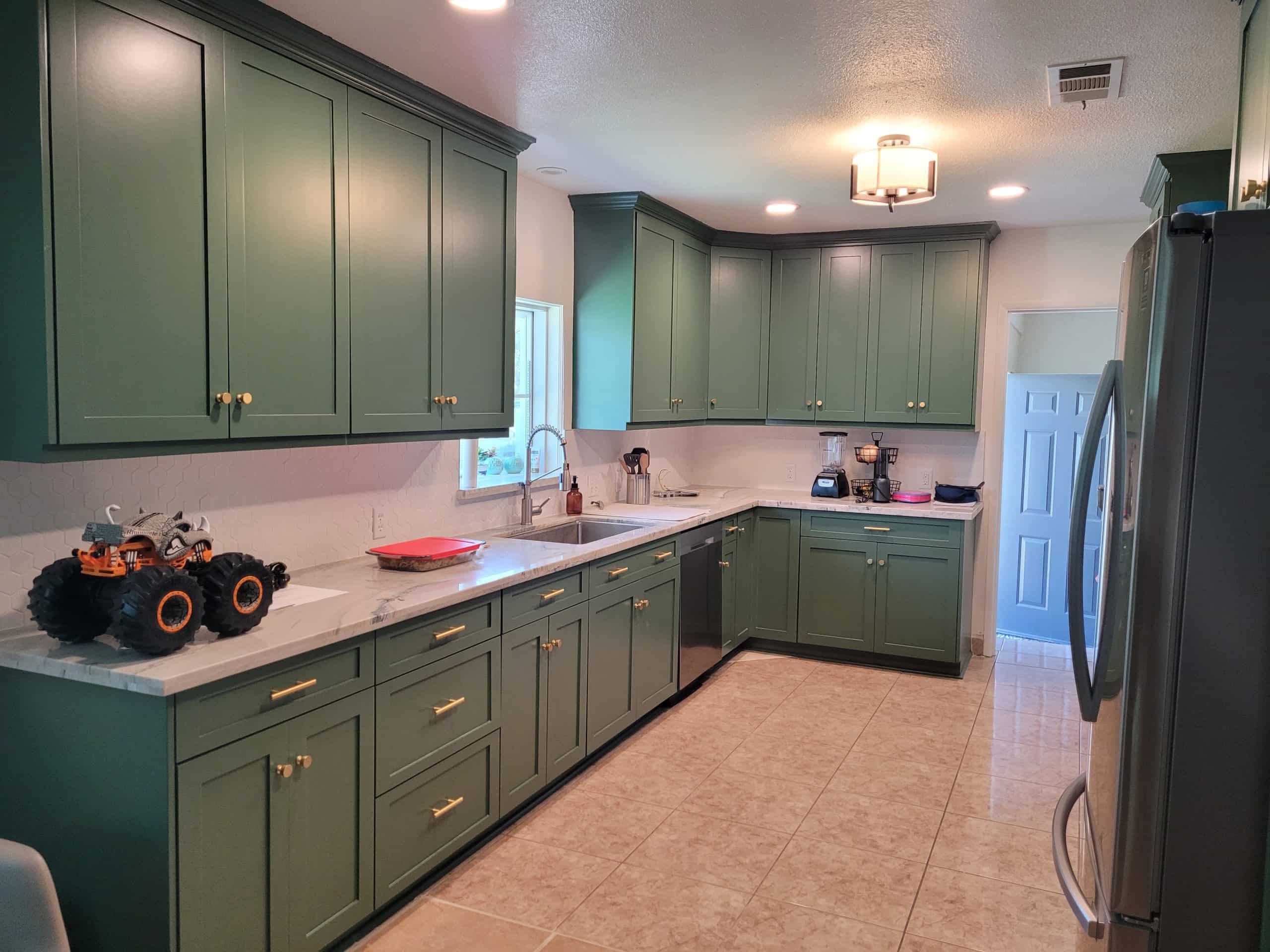 Green Shaker Framed Kitchen Cabinet