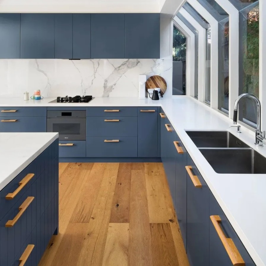 Blue kitchen cabinet