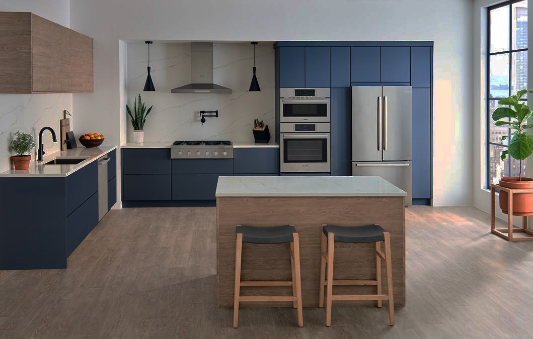 navy blue kitchen cabinet